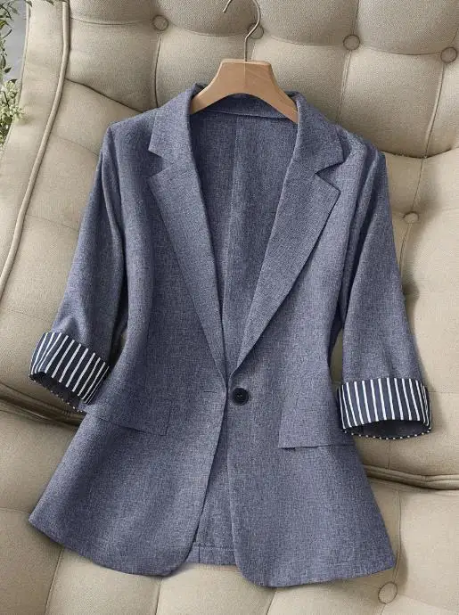 

Женский пиджак 2022, осенний темперамент, маленький пиджак, модный кардиган с рукавами семь четвертей для женщин