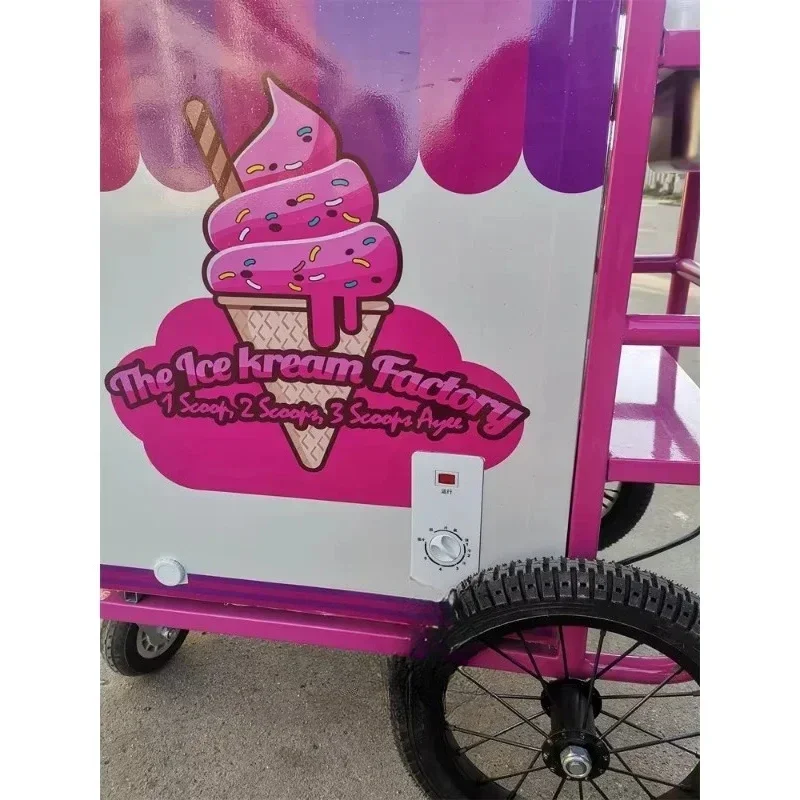 

Commercial Frozen Ice Cream Display Cart Trailer Mobile Hand Push Carts for Ice Cream