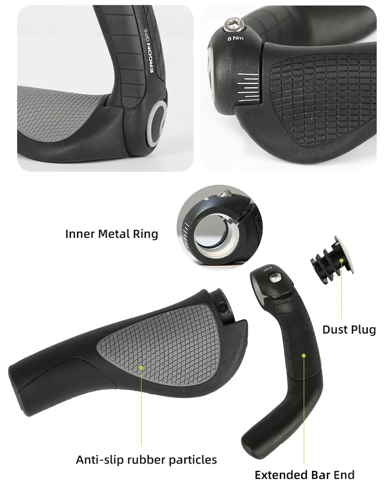 ERGON MTB-Griffe GP1 GP3 GP5 Ergonomie Gummi stoßfest rutschfestes Schloss Fahrradgriffe Mountainbike-Griffe Fahrradlenker – Detail 16