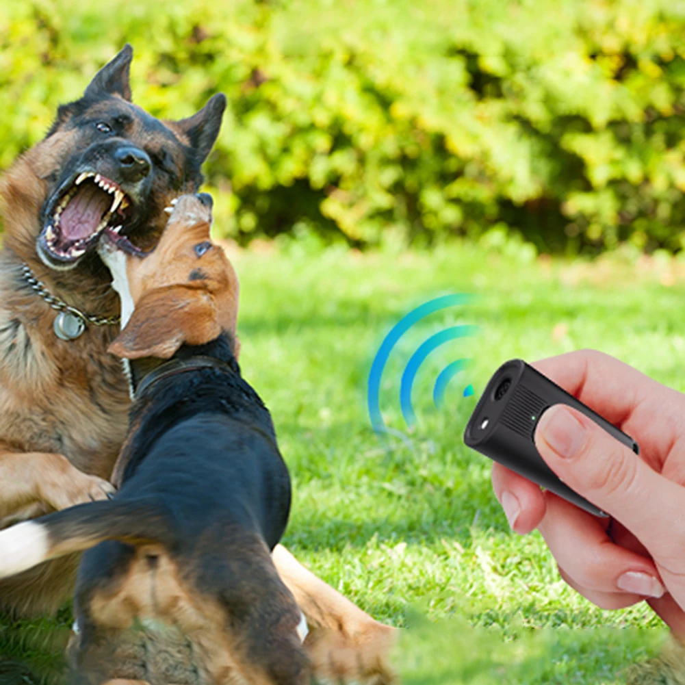 Ultrasonic Dog Bark Deterrent Device Long Range Rechargeable Pet Dog Repeller with LED Flashlight for Small/Medium/Large Dogs
