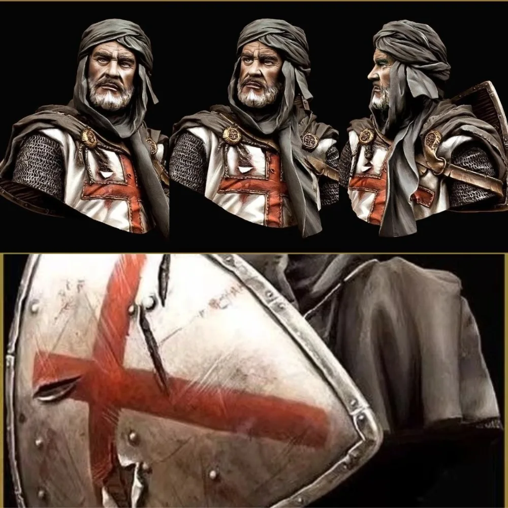 1/10 Ancient War Paladin Jerusalem Resin Bust Model DIY Coloring Self-assembly Miniature Figurine Decoration Craft