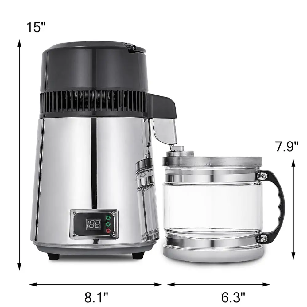 Distillateur d'eau à usage domestique, supporter ficateur d'eau, machine, 4L, 1,06 Gal, US