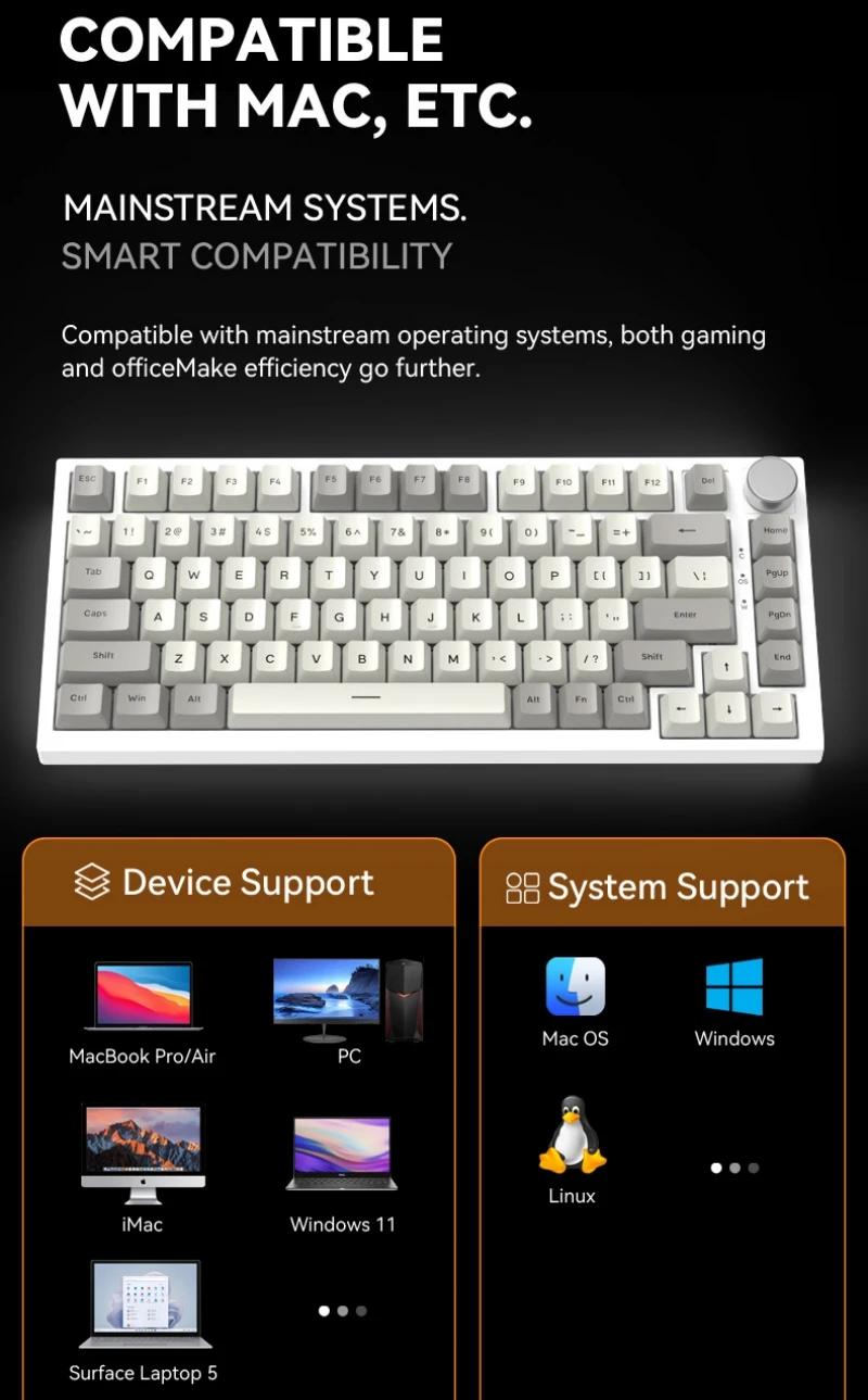 Imagem -06 - Teclado Mecânico Personalizado com Interruptor Magnético Rgb K85 82 Teclas 75 Layout Espanhol Russo Coreano Árabe Jogo