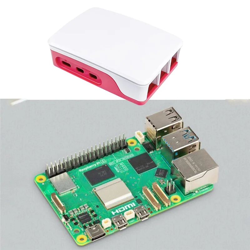 

For Raspberry Pi Generation 5 Pi5 Case Raspberry Pi CASE Multifunctional Red White Case With Cooling Fan Case Durable