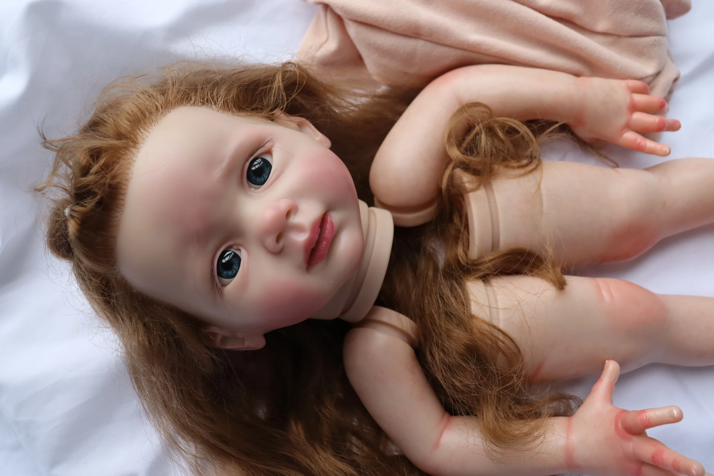 FBBD Artist Painted Reborn Baby Doll Fritzi With Long Brown Hair Unassembled Kit With Veins Lifelike Dolls For Children