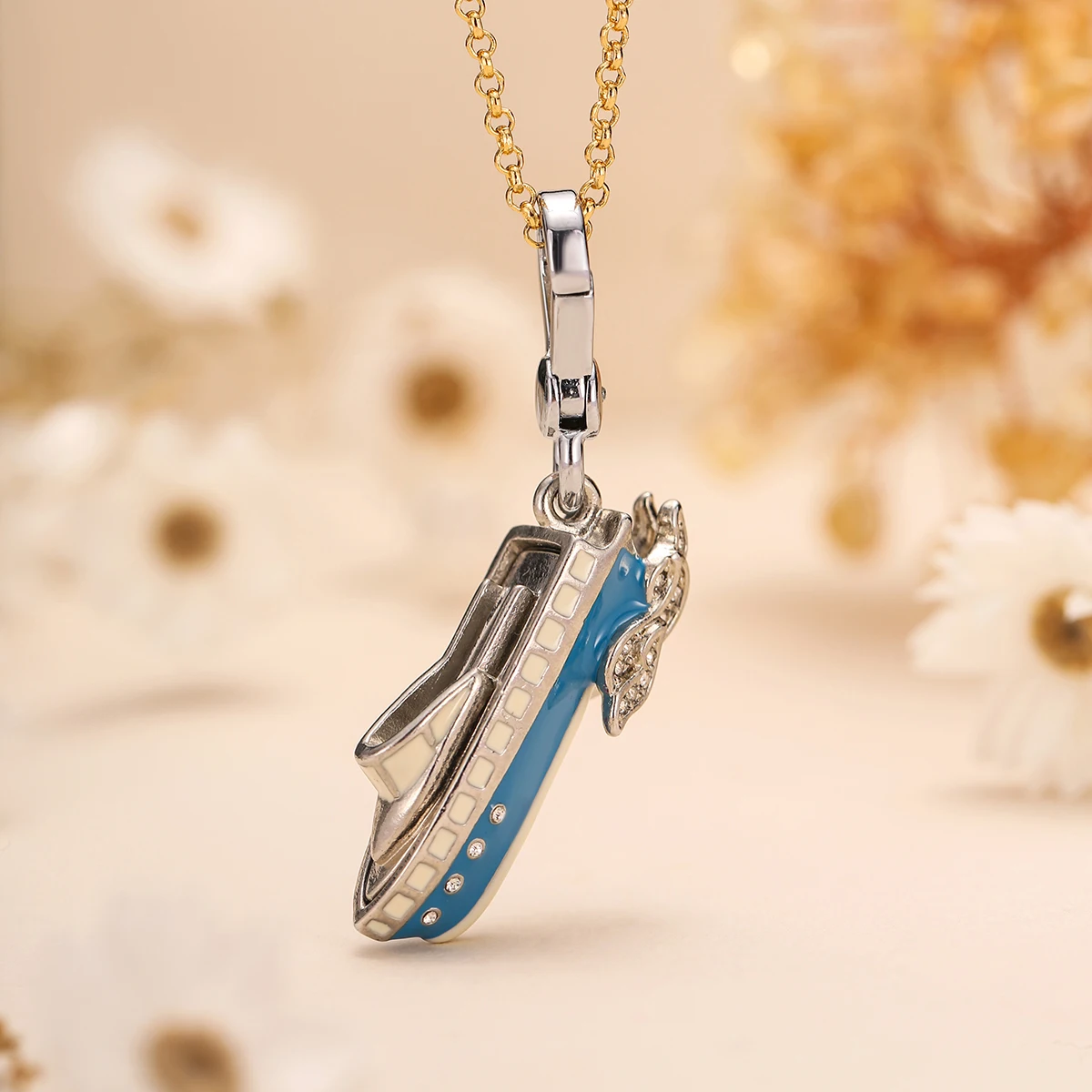 

1Pc Blue Yacht Pendant Necklace, Exquisite Sweater Decorative Accessories,Creative Fashionable Pendant For Women,Christmas Gift