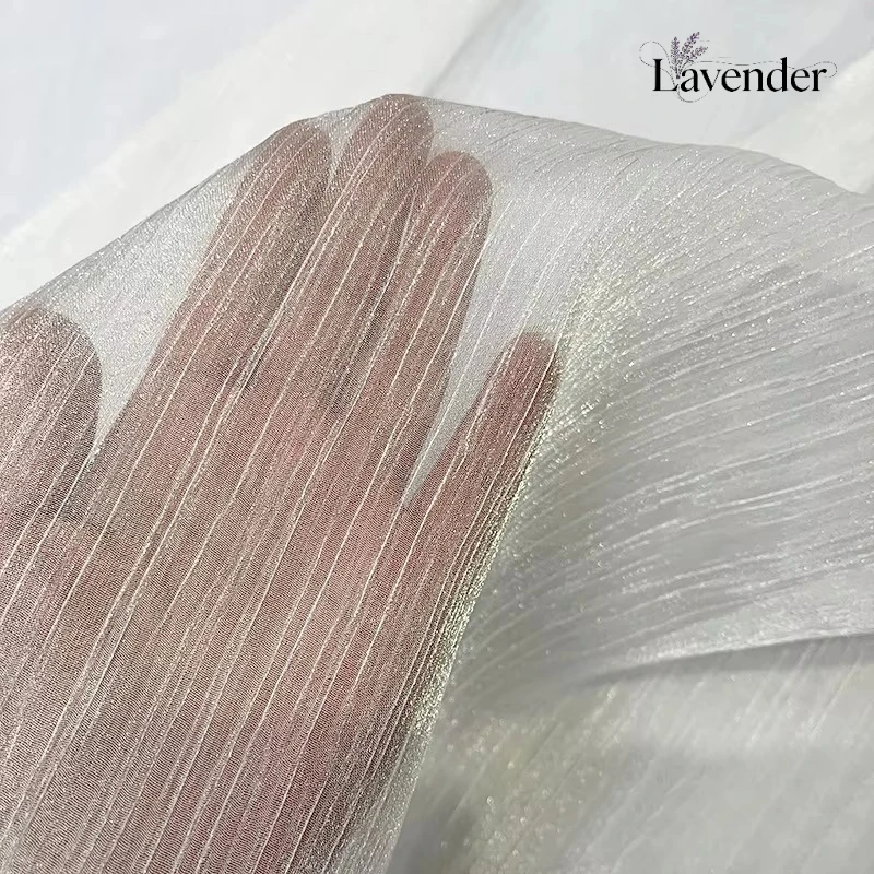 

2-meter white organza shimmering wrinkled fabric for sewing wedding dresses children's clothing designer fabrics
