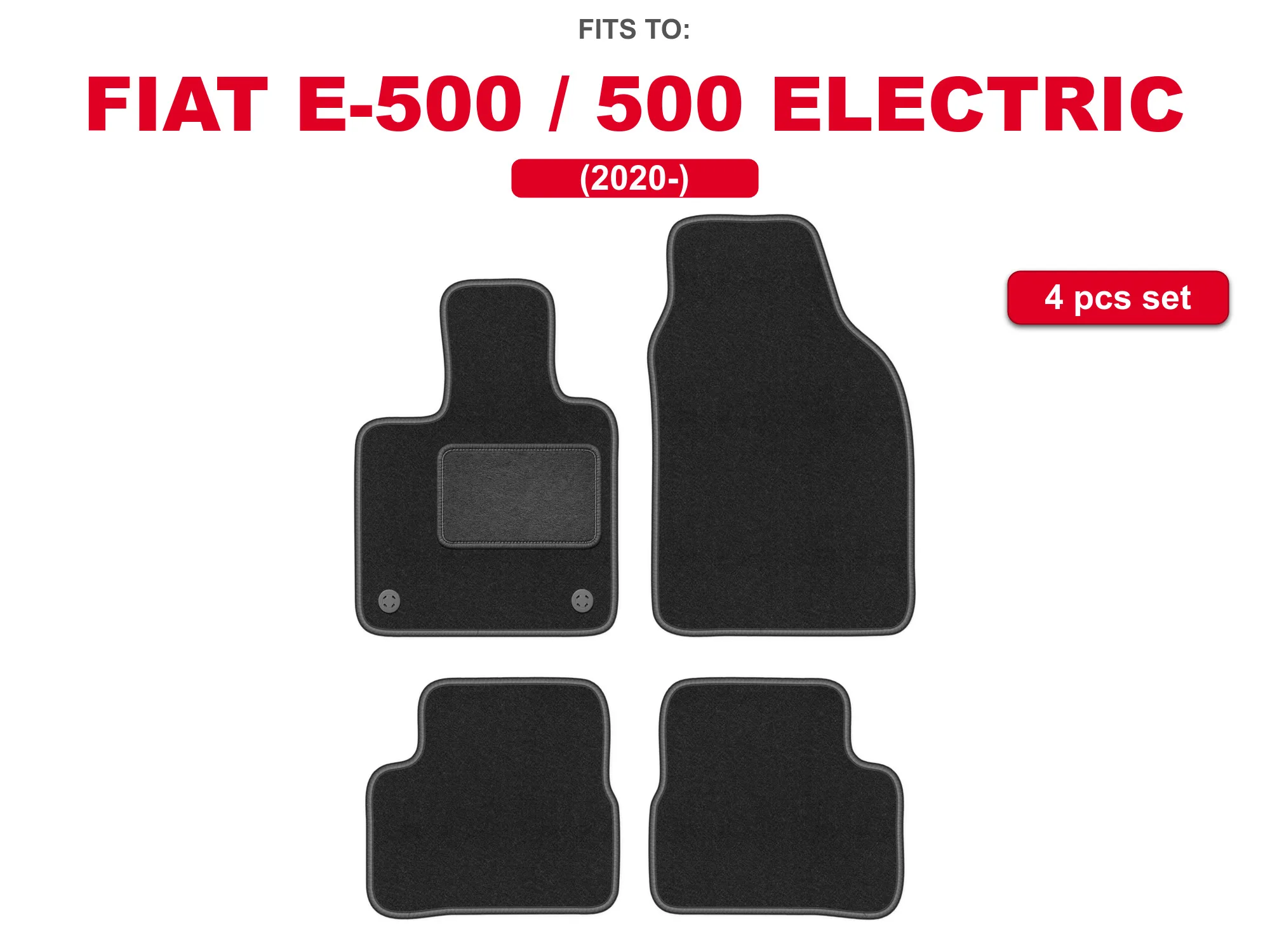 Velour matten voor: Fiat E-500 / 500 Electric 2020- hatchback grafietkleurige automattenset