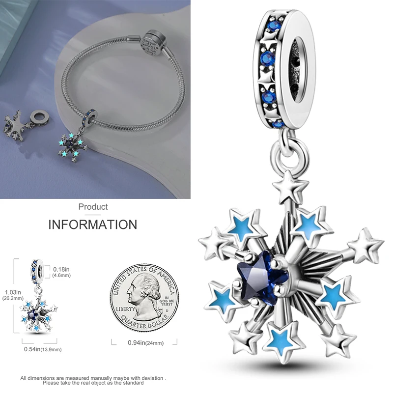 2025 رائجة البيع دلايات الخرزة 925 فضة مضاءة بالنجوم السماء القمر الشمس الأرض الكون سحر صالح الإسورة سوار قلادة DIY بها بنفسك مجوهرات #6