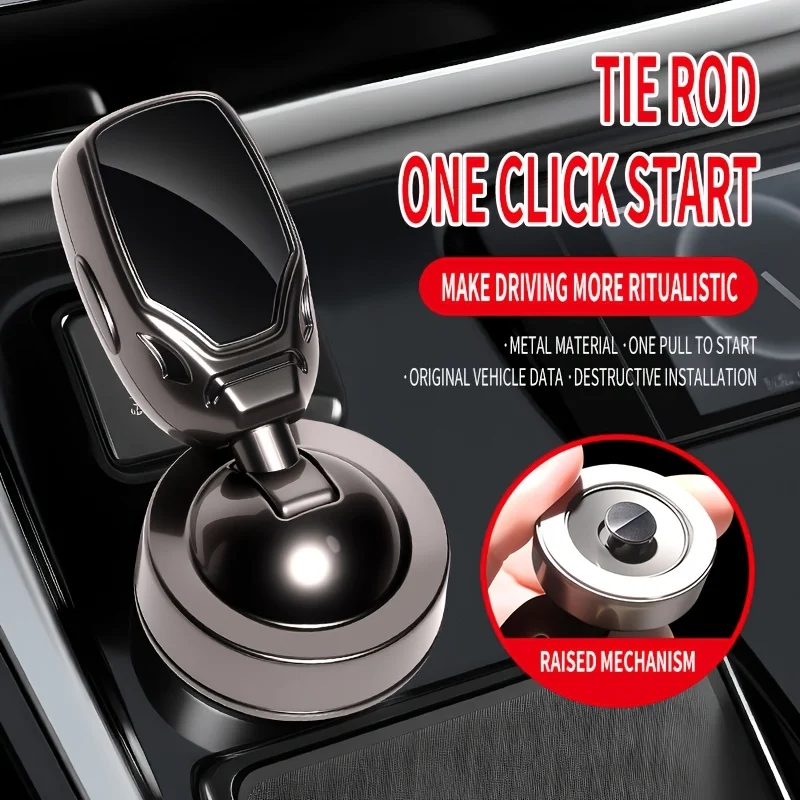 1-Piece Car Start Cover Decorative Rod, Cool One-Touch Start Cover Decorative Rod for Car Modification, Metal Texture Ignition Switch Start Cover, Stylish and Beautiful, Enhances the Interior, Car DIY Accessories
