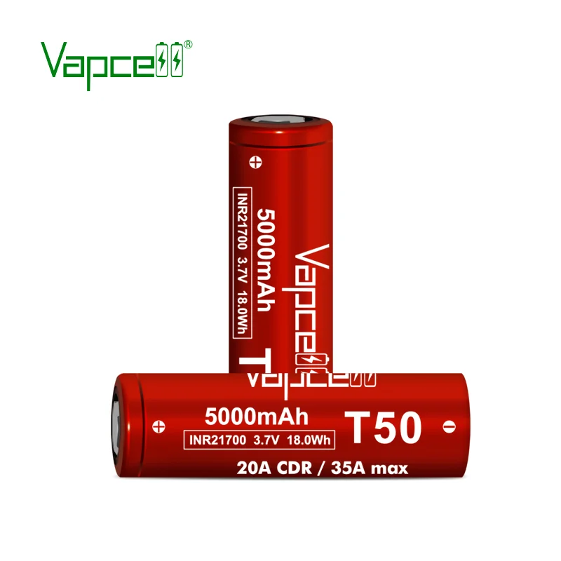 Duża pojemność oryginalny 21700 Vapcell T50 5000mah 20A/35A akumulator 3.7V bateria litowo-jonowa INR21700 VS LGM50/Samsung50E