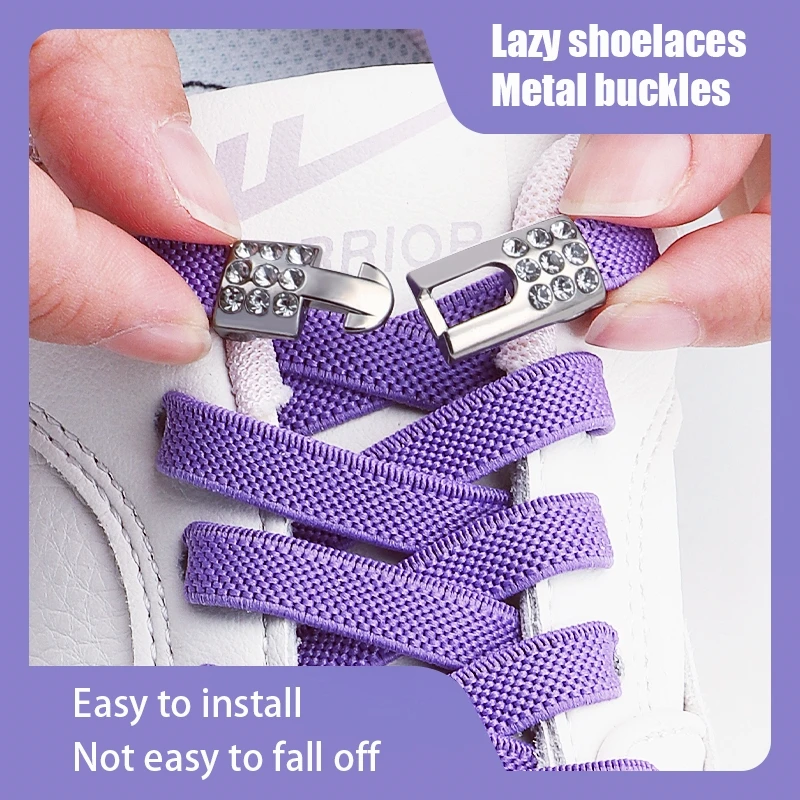 

Elastic Laces Sneakers Outdoor No Tie Shoe laces Diamond Lock Shoelaces without ties Kids Adult Wide Shoelace Shoe Accessories