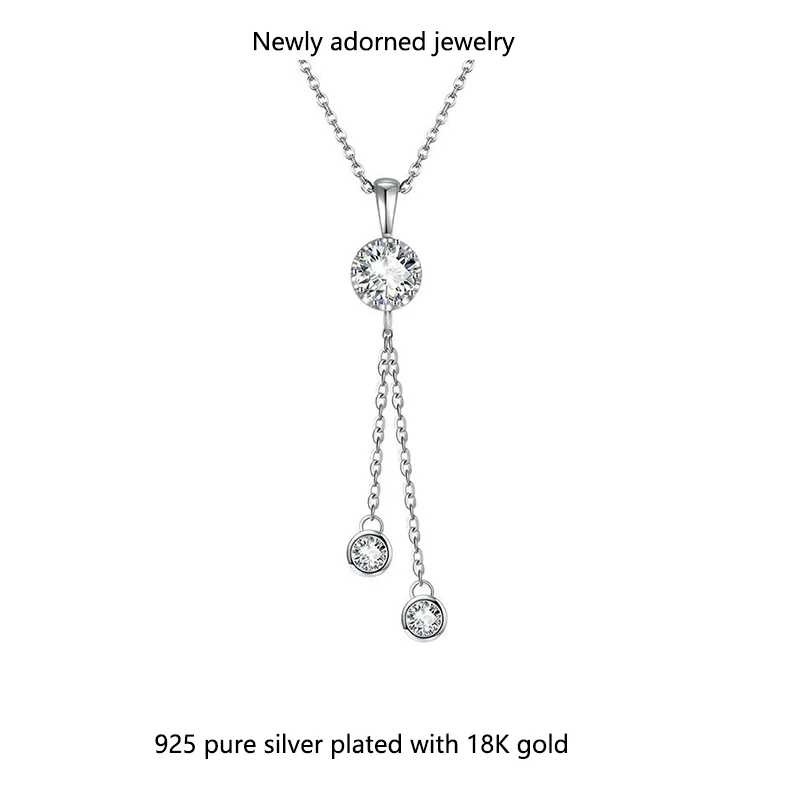 

Cross-border wholesale exotic fringe tassel 6.5/4mm moissanite pendant, 925 sterling silver plated with white gold, high-end per