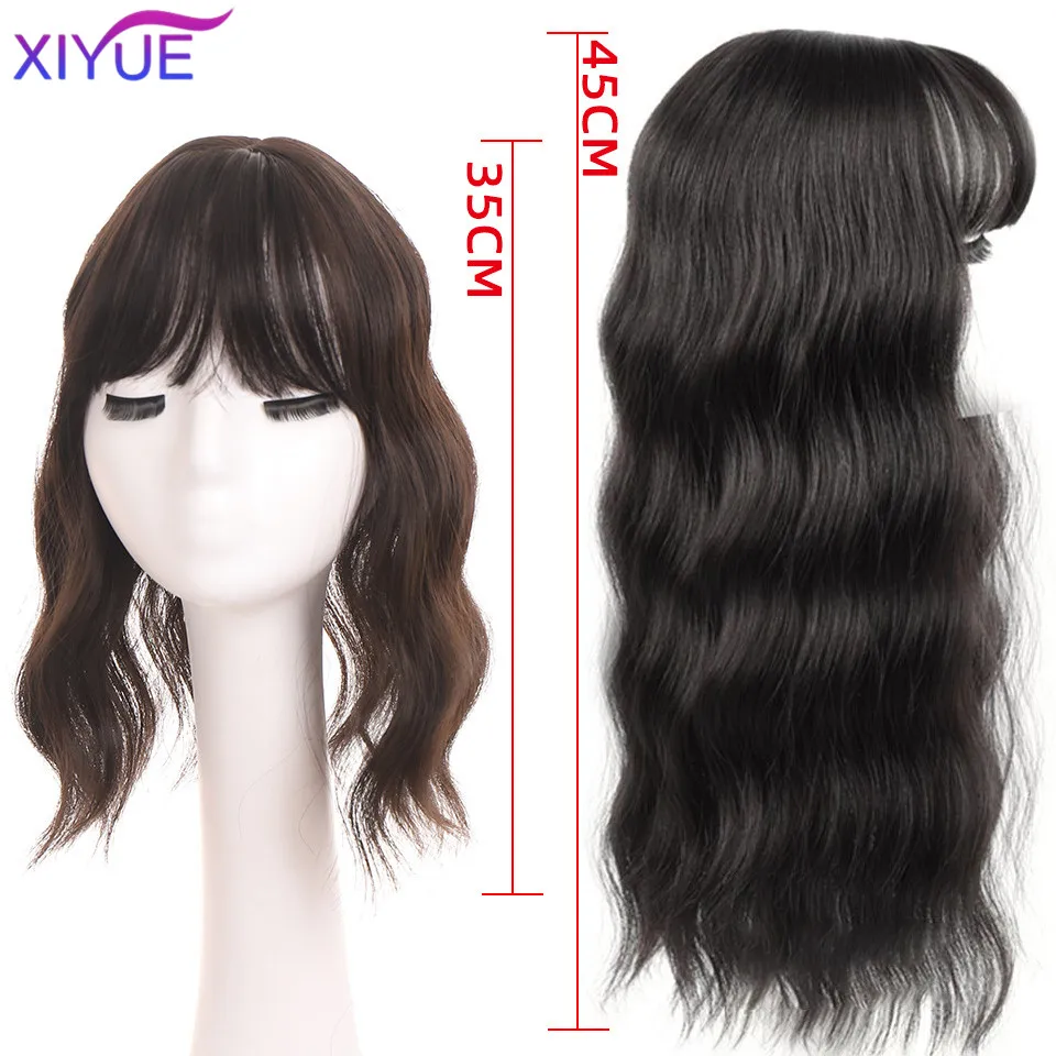 XIYUE peruca para remendo de cabelo superior das mulheres, Franja peruca, clareamento do cabelo, ondulado, natural, fofo almofada de cabelo