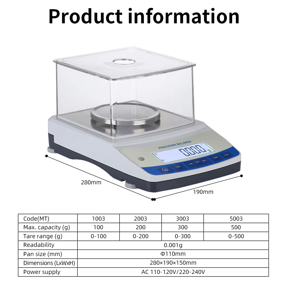 500G 0.001G Lab Analytical Balance Scale High Precision Electronic Balance EU Plug Kitchen Jewelry Luggage Weighing Scales