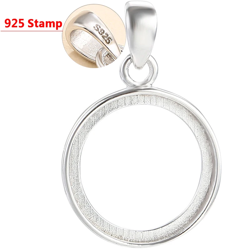 100% 925 Sterling Silver Blankes Pendant Tray Fit 8x8 10x10 12x12 14x14MM Setting Cabochon DIY Jewelry Making Accessories