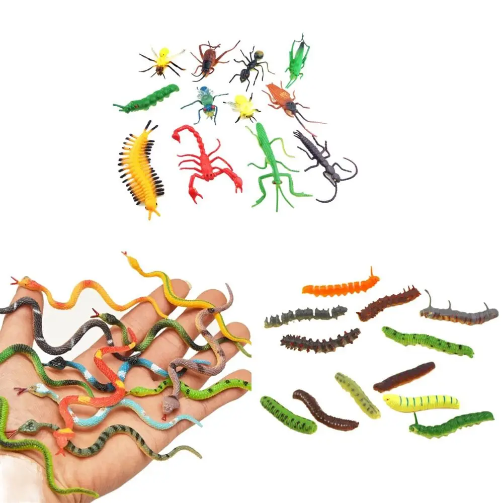 12 Pcs/Set Funny Mini Simulation Caterpillar Plastic Lifelike Simulation Insect Simulation Animal Model Kids Gifts,Toys Games