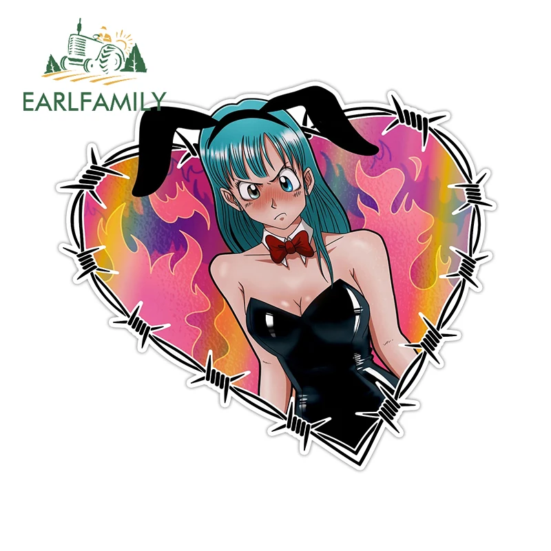 

EARLFAMILY for Bulma Flame Heart Car Stickers Vinyl Personality Anime Bunny Girl Decal Waterproof Motorcycle Graphics Car Label