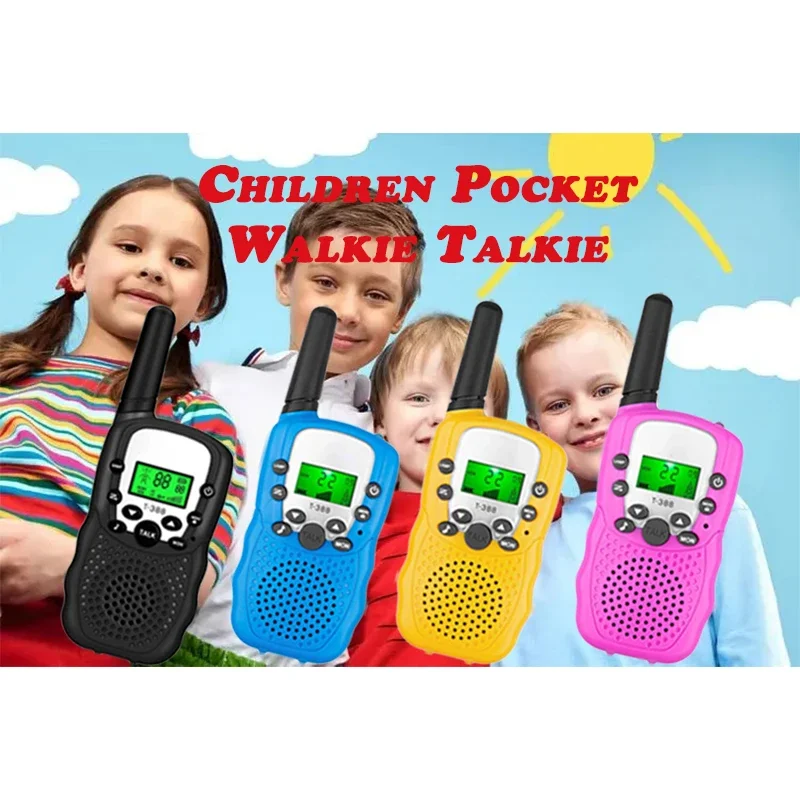 2PCS Mini Walkie Talkie for Kids Child Walkie-Talkie 3 Miles Range Two Way Receiver Radio LCD Flashlight Children Christmas Gift