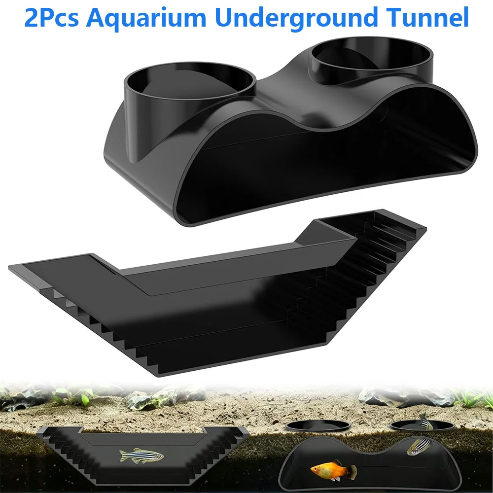 2 Piezas Túnel Subterráneo para Acuario, Túnel Escalonado para Ver a los Peces Bajo el Grava, Refugio para Peces, Accesorios Decorativos para Acuarios