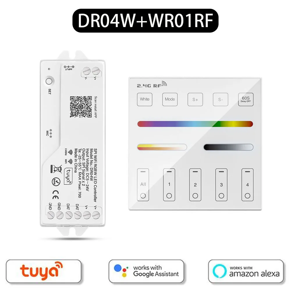 Tuya 2.4G Spi Wifi Rgbic Led Controller Google Home Alexa Voor Ws2811 Ws2812b Ws2814 Ws2815 SK6812-RGBW 5050 Rgb Led Strip Light