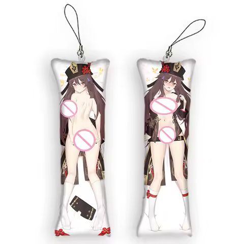 Mini Dakimakura Genshin Impact Hu Tao Anime Double-Sided Printed Small Pillow Pendant Cute Keychain Bag Hanging Ornament