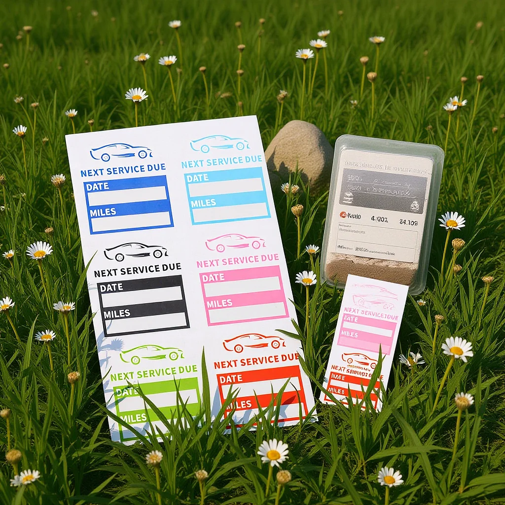 

10 Sheets Oil Change Stickers Service Due Reminder Waterproof Writable Pet Static Cling for Auto Maintenance Cars Motorcycles