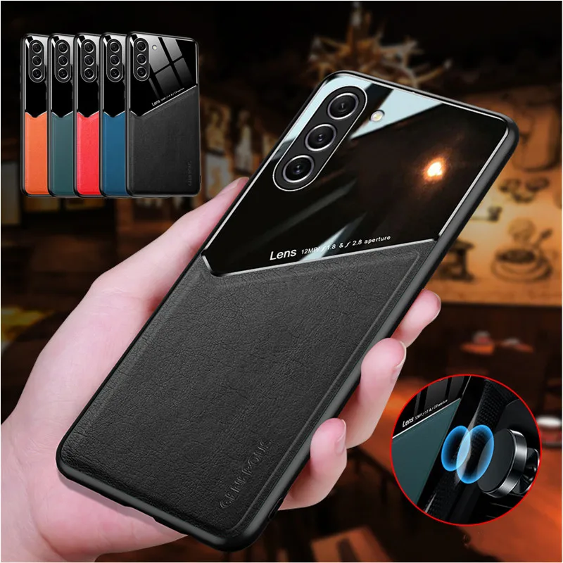 Leather Texture Case For Samsung A16 5G A06 A36 A56 A15 A25 A35 A55 Cover With Car Magnetic Suction Holder Coque Fundas Capa