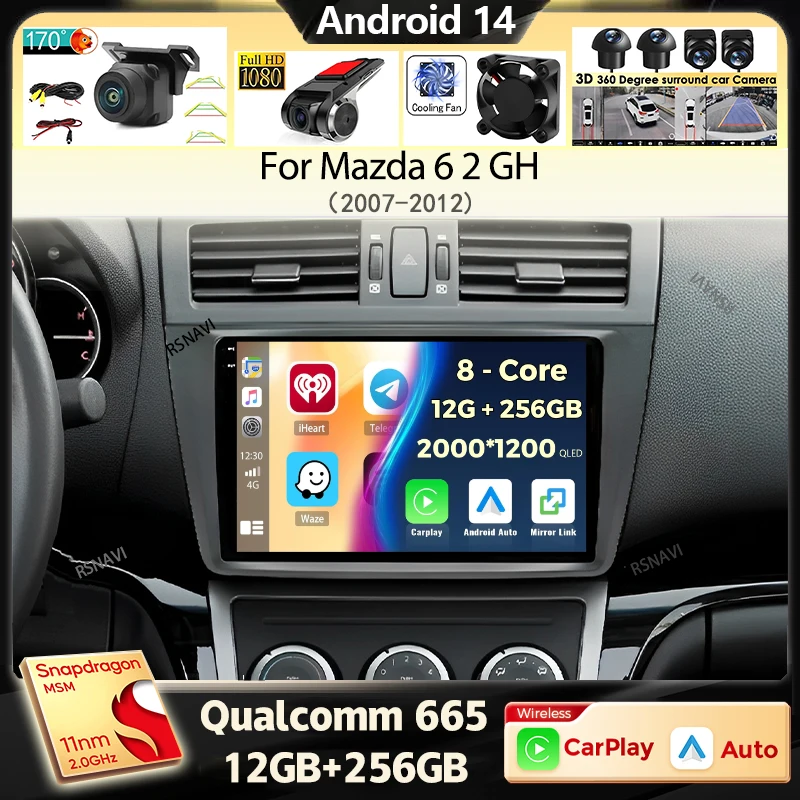

Android 14 Carplay Auto For Mazda 6 2 GH 2007-2012 Car Radio Multimedia Video Player Navigation GPS Stereo Head Unit DSP No 2din