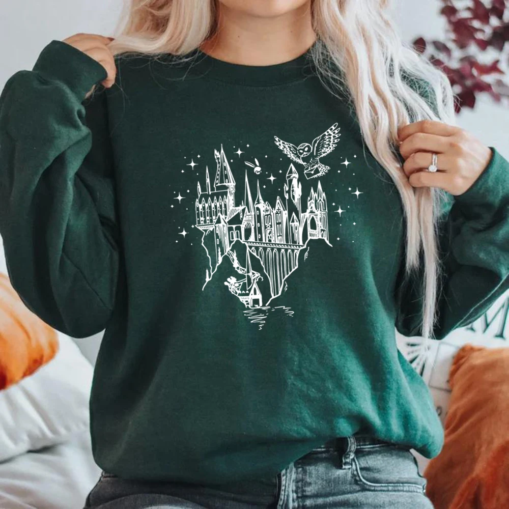 Wizard Castle Sweatshirt Believe in Magic Hoodies Magical School Sweatshirts Women Long Sleeve Pullover Wizard School Hoodie Top