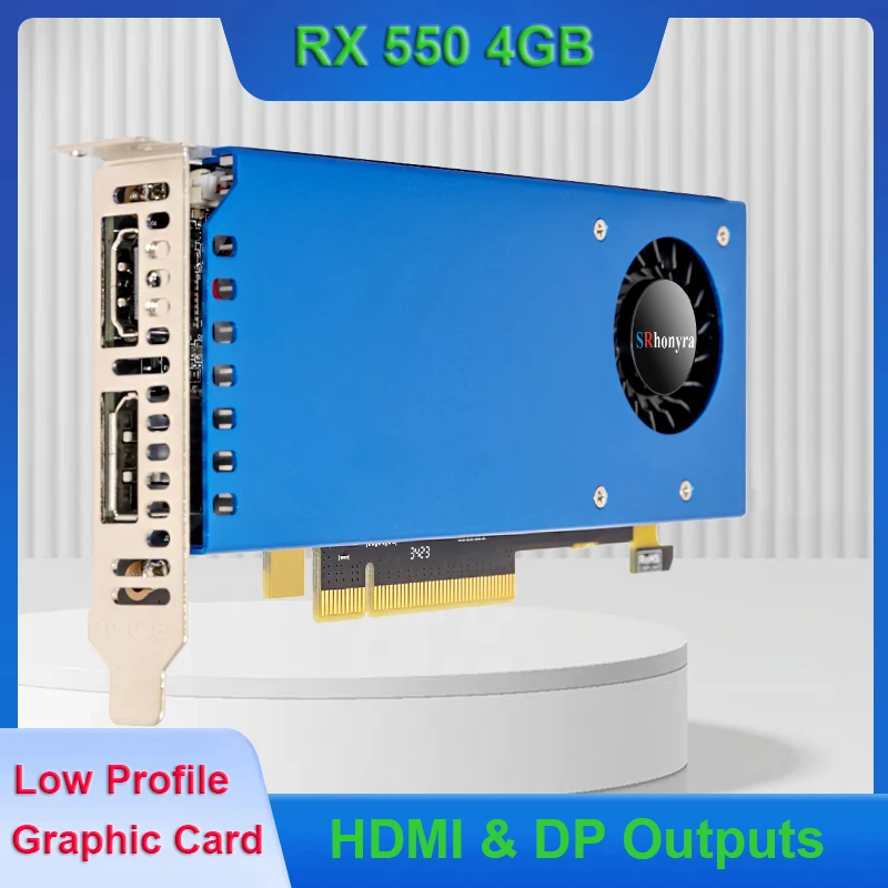 

SRhonyra RX550 4GB GDDR5 128bit Low Profile Graphics Card,HDMI+DP Output,PCIe 3.0, 4/8K Desktop GPU for Office/Light Gaming