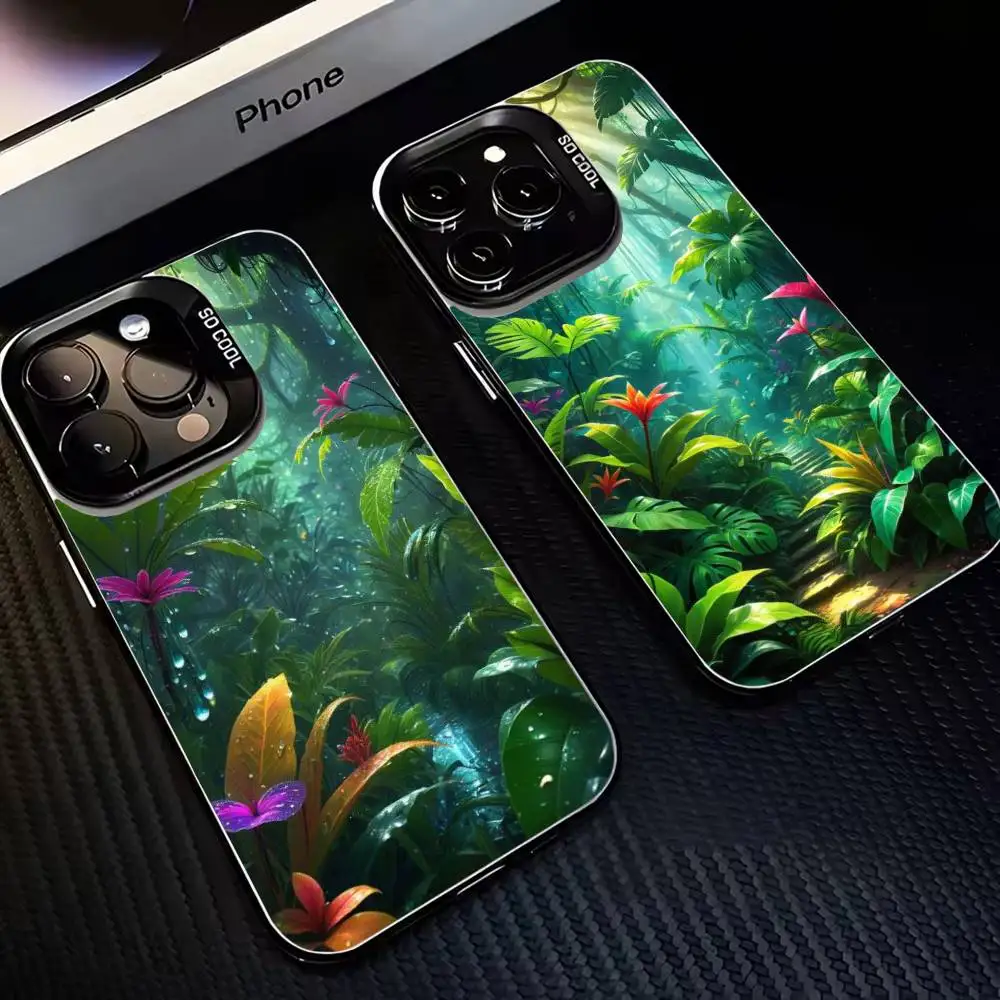 

BOTANICAL RAINFOREST CARTOON Phone Case For iPhone17,16,15,14,13,12,11 Plus,Pro Max Black Matte Shockproof Cover