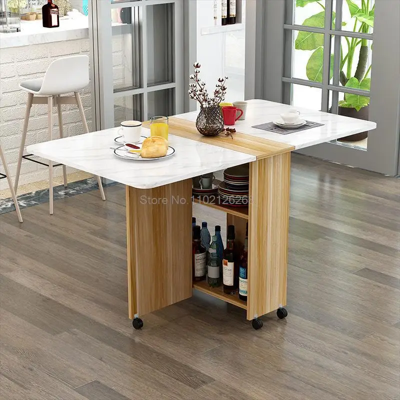 Folding Dining Table Modern Simplicity Multifunctional Movable Storage Kitchen Table Home Furniture Living Room Extendable Table