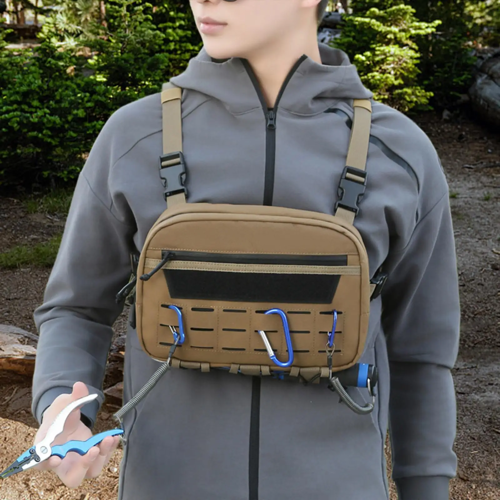 

Нагрудная сумка-жилет для активного отдыха, легкая, дышащая, с держателем для ключей, инструментов и телефона, регулируемая, для путешествий, спорта и походов