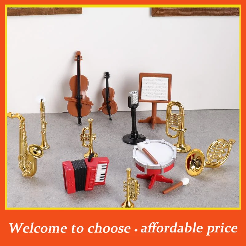 

^1Set Home Decor Toy 1:12 Dollhouse Miniature Accordion Sax Classical Musical Instrument Model Ornament Doll House Accessories