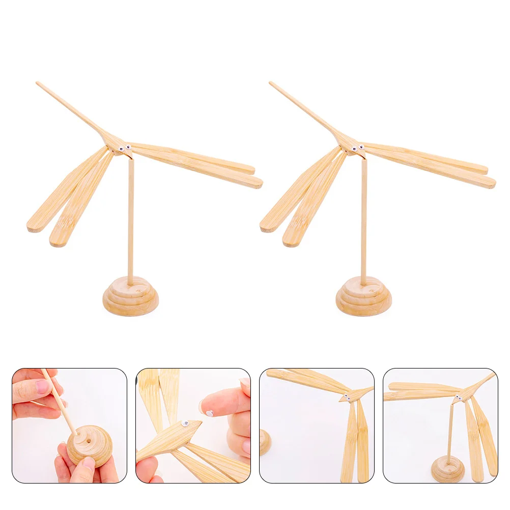 

2 Pcs Bamboo Dragonfly Manual Crafts Kids Balance Toy Flying Toys Puzzle Cognitive Wooden Student