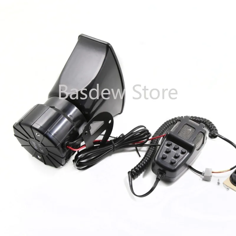 All Black Button Square Mouth Seven-Tone Alarm Horn 12V Shouting Sound Amplifier