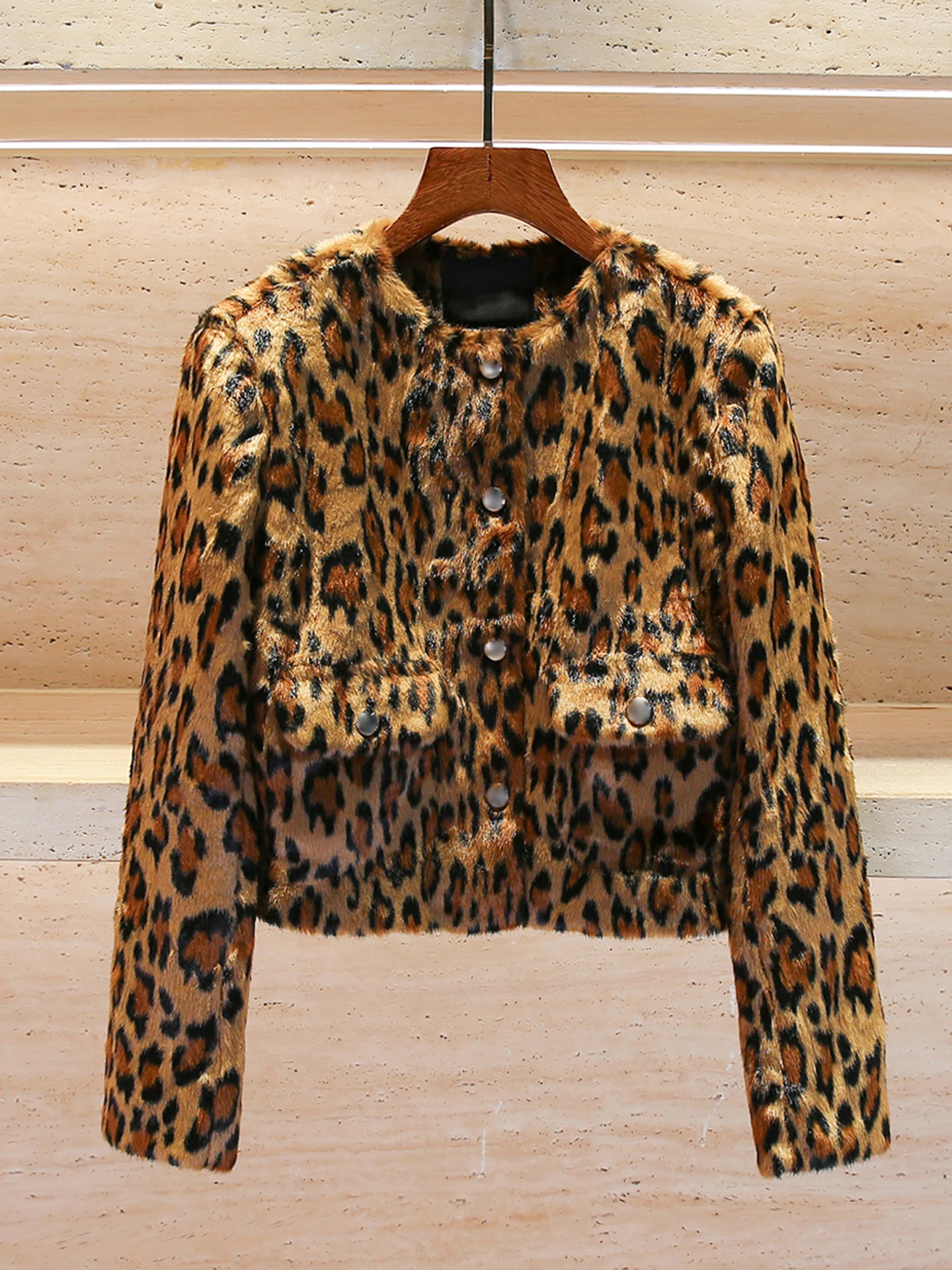 

M Home Southern Oil High End Women's ort Cardigan Jaet 2025 Autumn Winter Design Sensation Leopard Print Embroidery Outer...