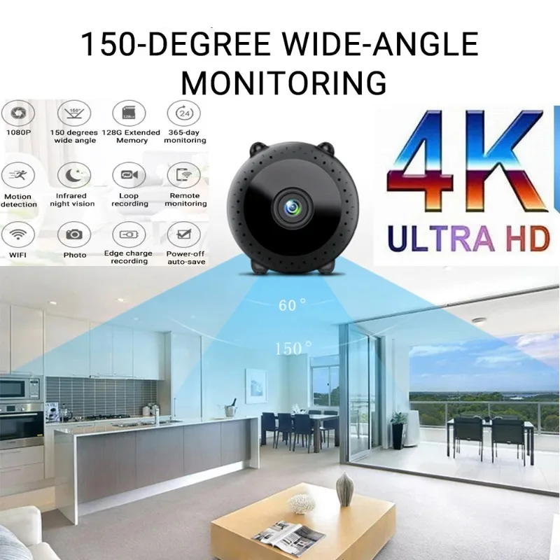 

Мини Беспроводная Wi-Fi камера 4K 1080P HD Экшн-камера Невидимый умный дом инфракрасное ночное видение