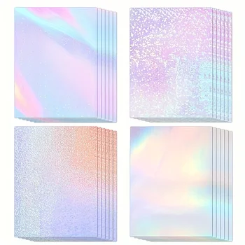 24 Vellen Holografische Stickers, Helder Vinyl Zelfklevend Voor Foto 'S, Foto 'S, Kaarten, Ambachten (A4 Formaat/4 Stijlen)