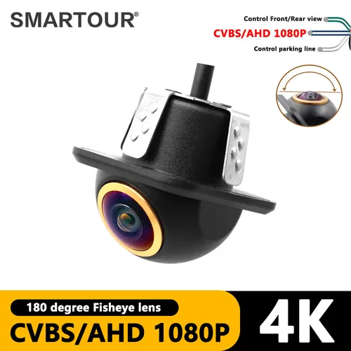 Smartour AHD CVBS CCD lente ojo de pez cámara de visión trasera AHD 1080p visión nocturna estacionamiento de respaldo impermeable para Monitor de marcha atrás automática