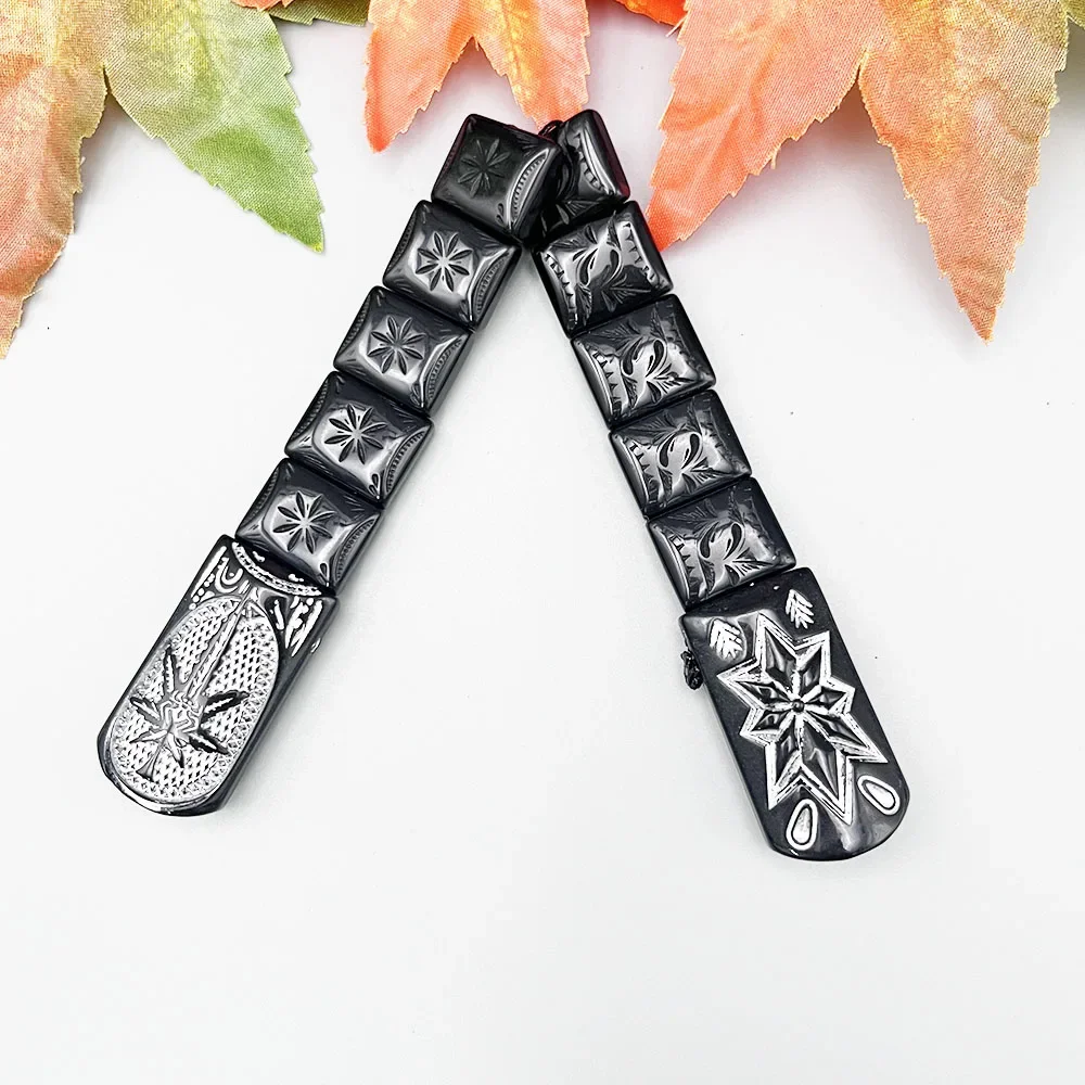 NJ70 مسبحة صلاة المسلمين ثلاثية الأبعاد البادئة ثمانية نجوم مدببة لهب الإصبع تخفيف التوتر طوي ورقة العنكبوت Blacksilvery الدورية #6