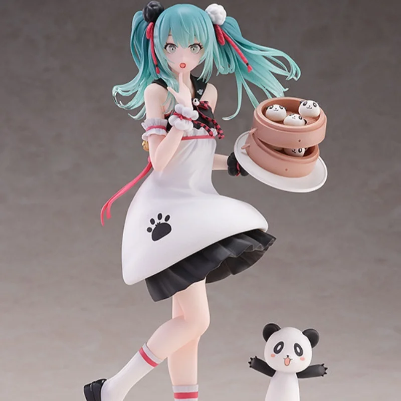 Anime Figures Hatsune Miku Chinese Food Summer Costume Panda Bean Buns Miku Model Anime Figures Collection Children Toy Gift