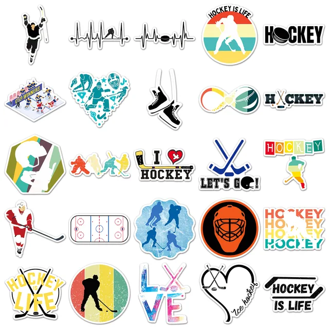 50Pcs Ice Hockey Stickers Waterproof Hockey Sports Decals for Laptop Luggage Skateboard WaterBottle Hockey Team Decor Stickers 5