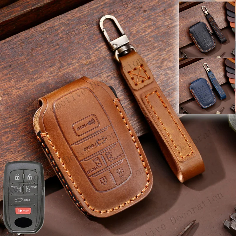 Z+ Genuine Leather Car Remote Smart Key Fob Case Cover For Toyota Sienna 2021-22