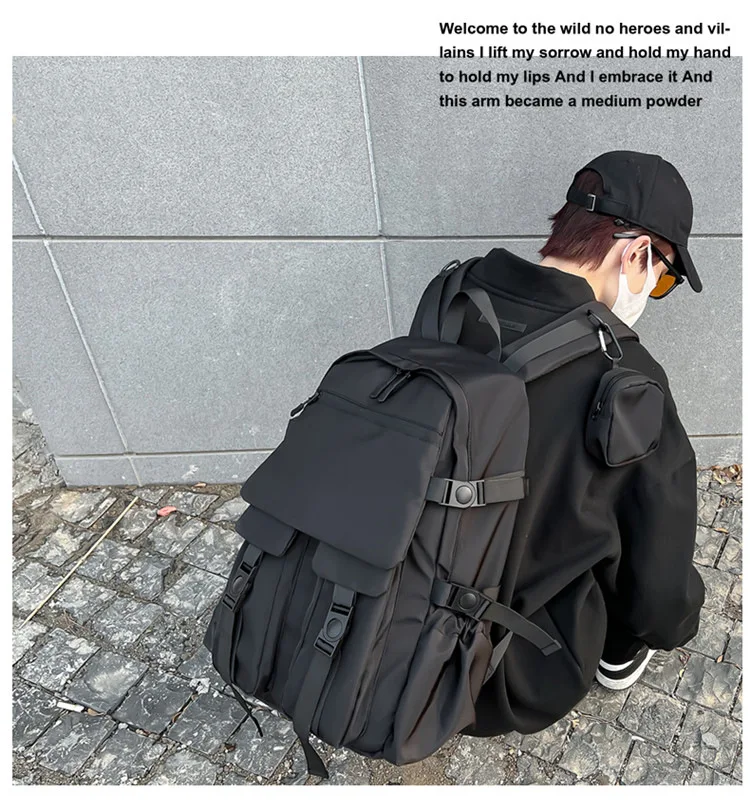 Large-capacity Backpack For Women Man 2023 Waterproof School Bags For Teenagers Black Travel Backpack Males Bookbags