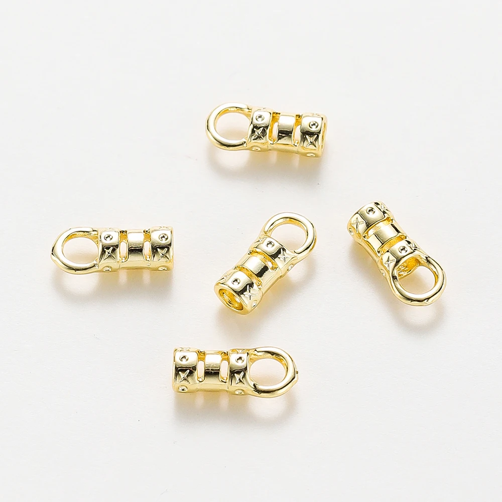 10 Stück Messing 14 Karat & 18 Karat vergoldete Crimp-End kappen mit Schlaufen schnur Rohr Lauf End kappe für Leders chnüre und Kette DIY Schmuck herstellung