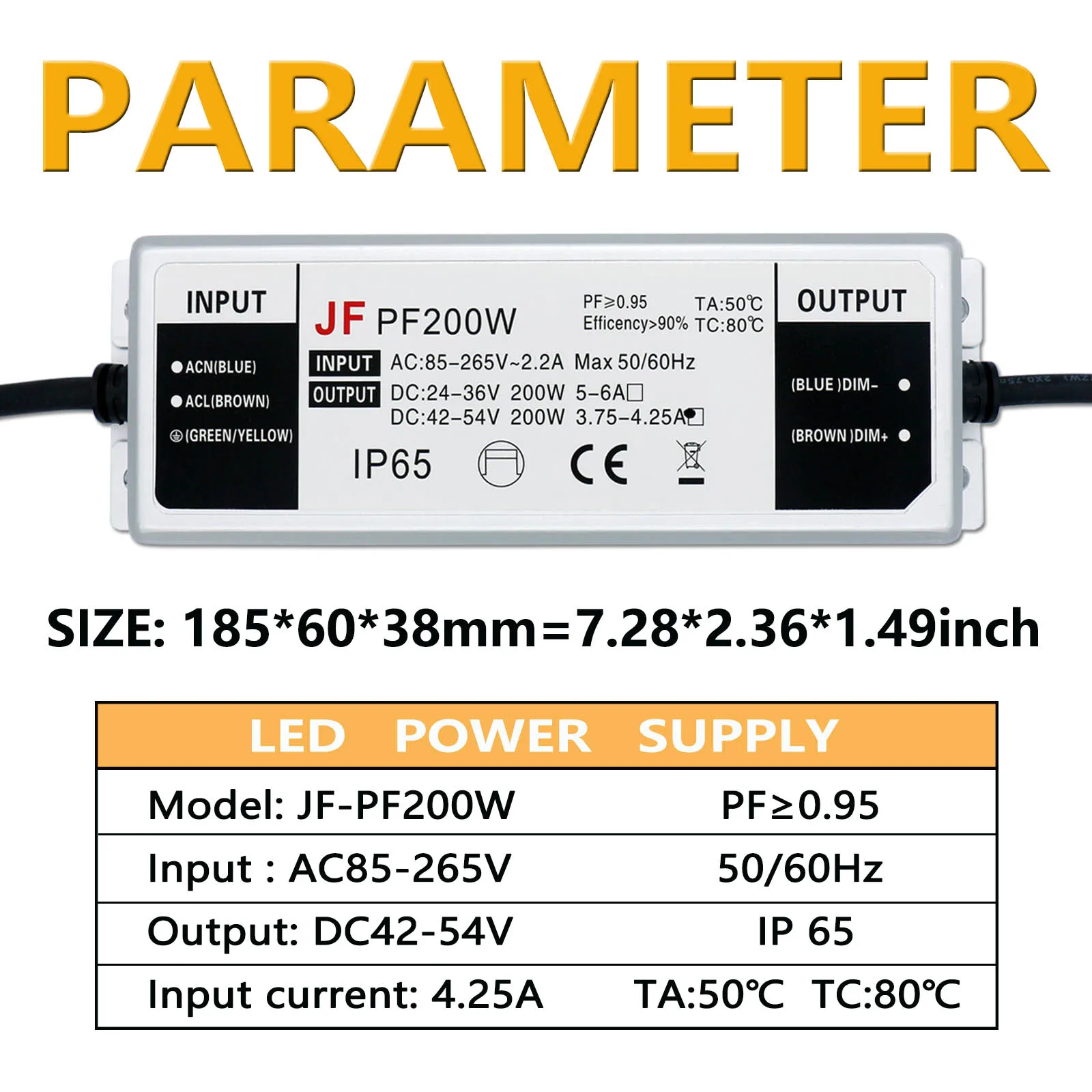 Imagem -03 - Driver de Led 100w 200w Dc4254v Adaptador Led Transformador Ac85v265v 2.1a 4.25a Driver de Fonte de Luz é Adequado para Lâmpada de Rua Novo