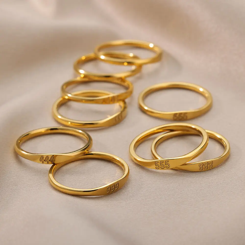 Lateefah einfache Nummer Ring Herren Damen Edelstahl Ring 111 999 Engel Nummer Schmuck
