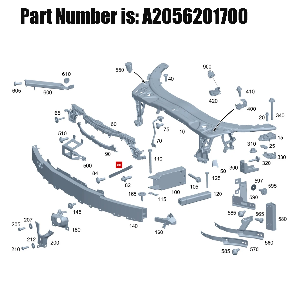 

Передний опорный кронштейн радиатора для Mercedes-Benz C Class W205 c180 c300 c400 2015-2021, опора рамы резервуара для воды A2056201700